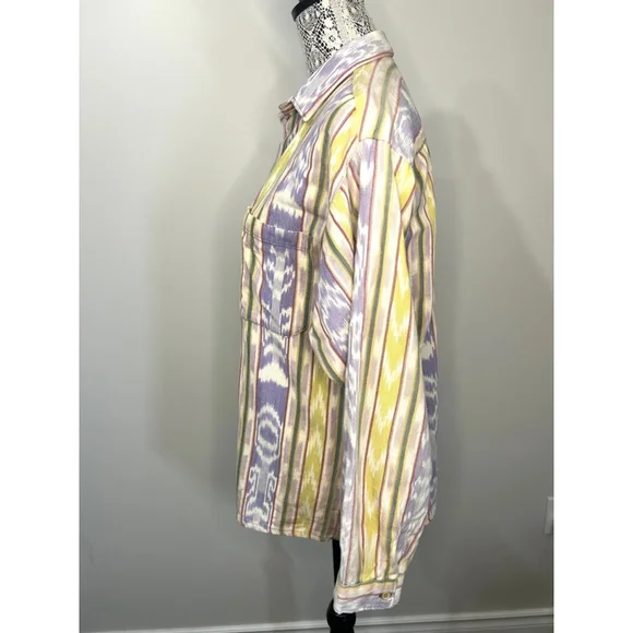 Men's vintage 90s Popol Vuh Shirt, Size M, White & Purple streetwear grunge - Picture 4 of 8